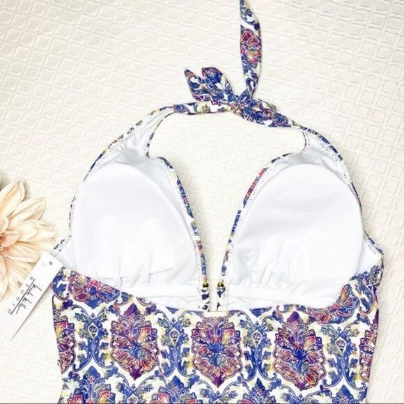 Nicole Miller Paisley Halter One Piece Swimsuit Plus Size 3X - Picture 6 of 8